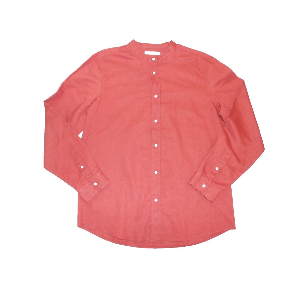 ZARA Linen Red Button-Down Dress  Shirt Men's Size Large